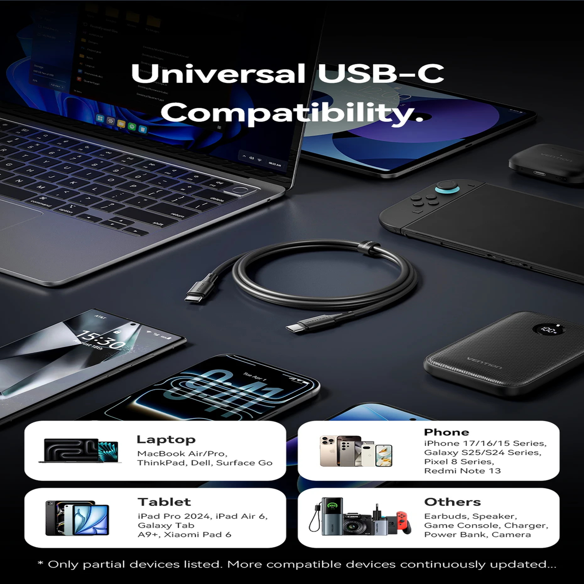 Vention USB-A to USB-C Cable 60W 3A Fast Charging