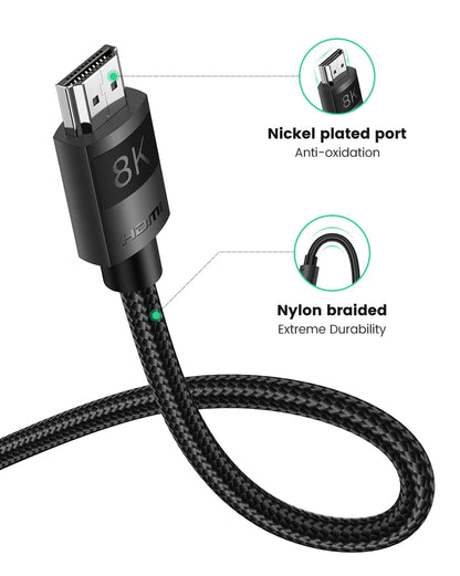 HDMI cable with features highlighted on a white background