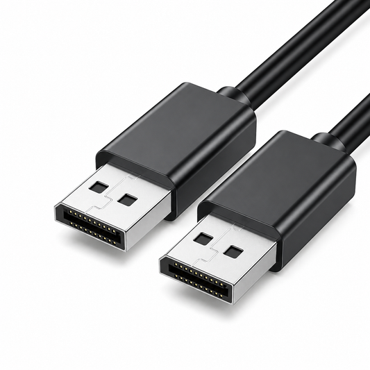 A black USB 3.0 extension cable with two male USB-A connectors, shown on a clean white background.