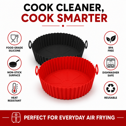 Reusable Silicone Air Fryer Liner – Non-Stick, Food-Grade | 8 Inch