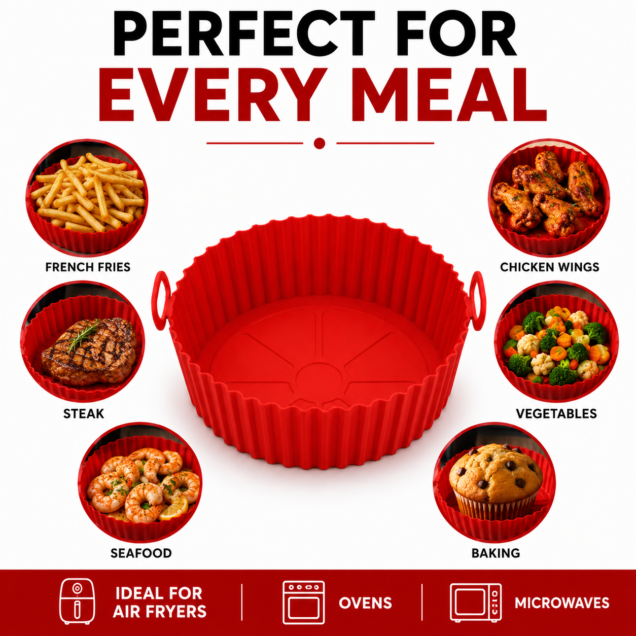 Reusable Silicone Air Fryer Liner – Non-Stick, Food-Grade | 8 Inch