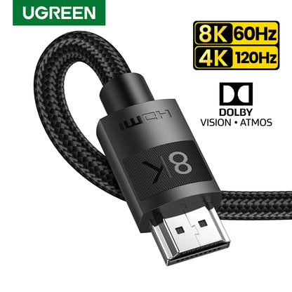Ugreen HDMI cable with 8K and 4K display capabilities on a white background