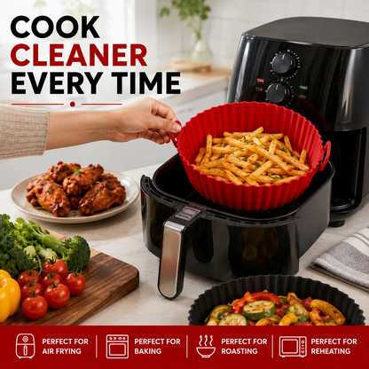 Reusable Silicone Air Fryer Liner – Non-Stick, Food-Grade | 8 Inch
