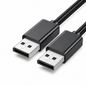 A black USB 3.0 extension cable with two male USB-A connectors, shown on a clean white background.