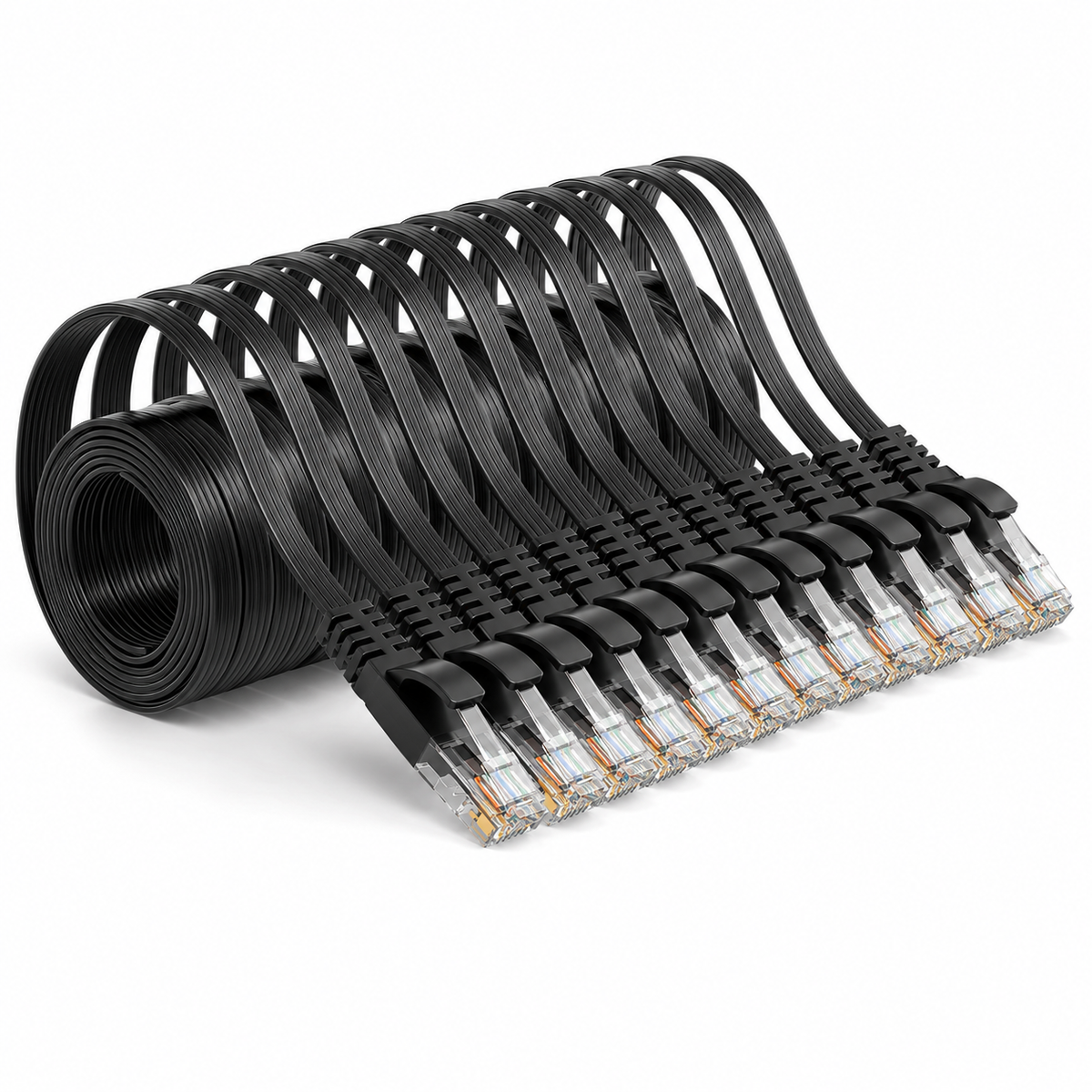 CAT6 Flat Ethernet Patch Cables 24 Pack | 1Gbps RJ45 | Black & White