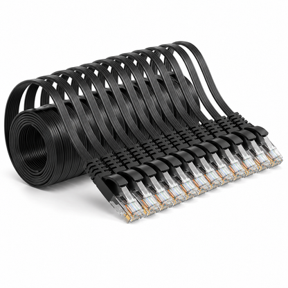 CAT6 Flat Ethernet Patch Cables 24 Pack | 1Gbps RJ45 | Black & White