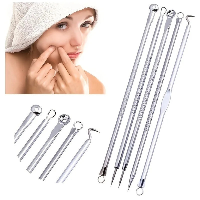 4PCS Blackhead Remover Tool Kit Stainless Steel Acne Pimple Comedone Extractor