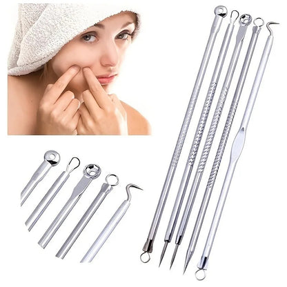 4PCS Blackhead Remover Tool Kit Stainless Steel Acne Pimple Comedone Extractor