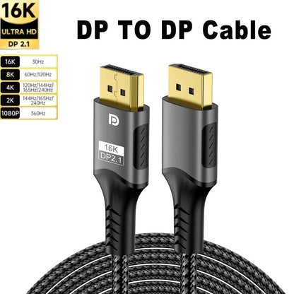 DisplayPort 2.1 Cable – 16K 8K@120Hz 4K@240Hz 80Gbps HDR Gaming Monitor