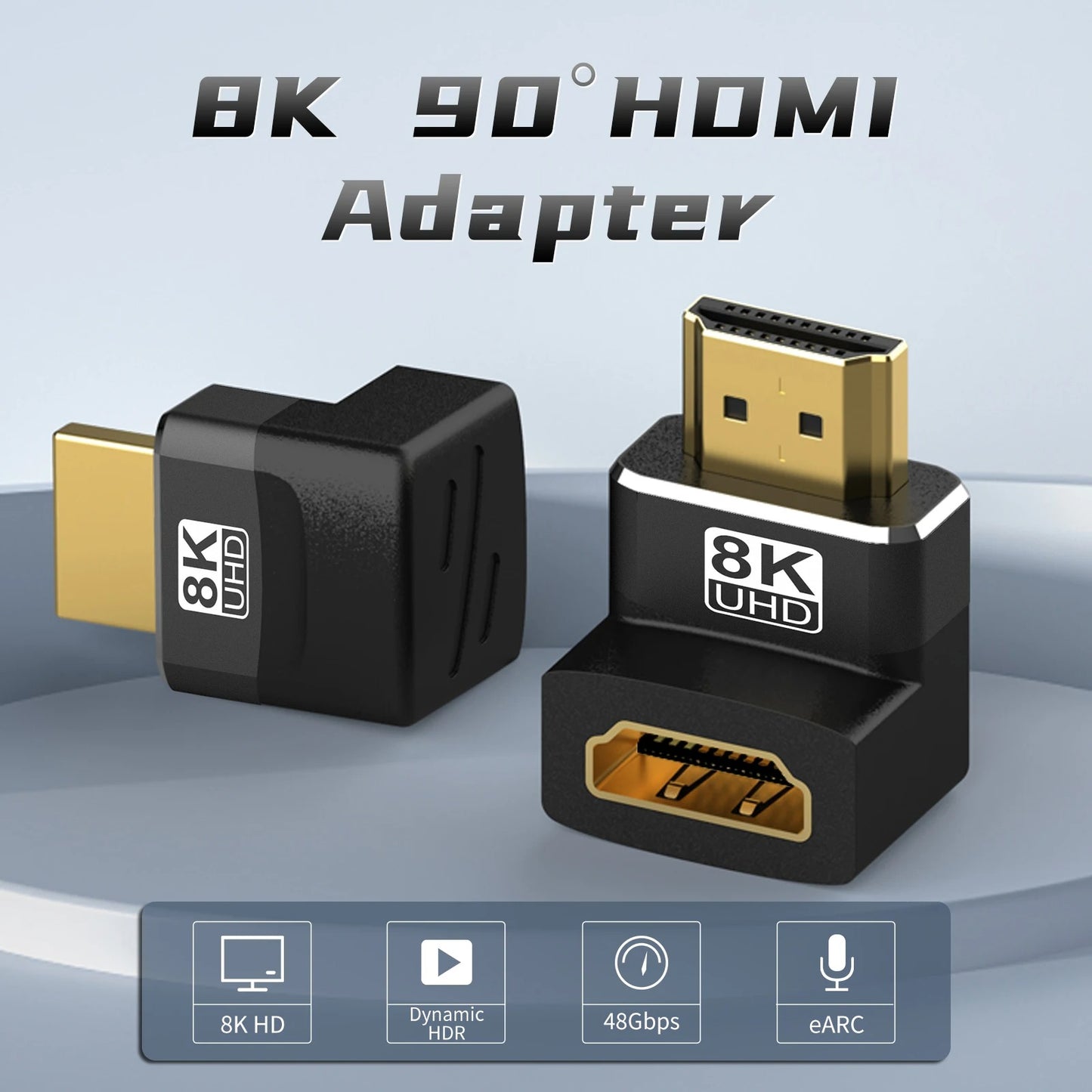 8K HDMI 90° 270° Right Angle Adapter 4K 120Hz HDMI Elbow Extension Connector