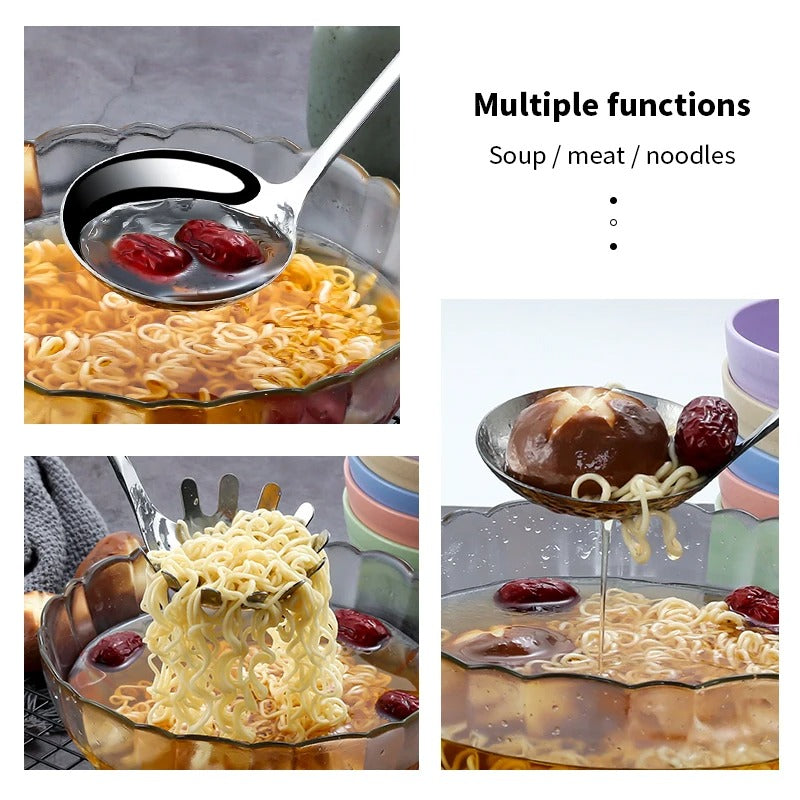 Stainless Steel Colander Spoon with Bamboo Handle | Noodle & Pasta Strainer