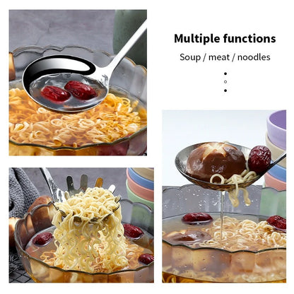 Stainless Steel Colander Spoon with Bamboo Handle | Noodle & Pasta Strainer