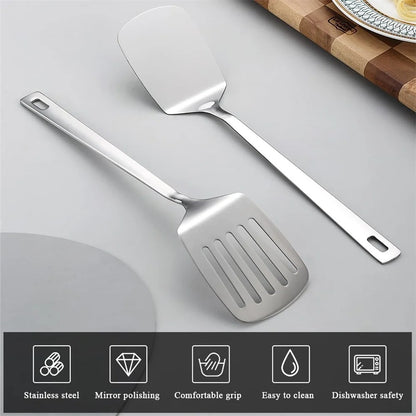 Purease 2-Pack Stainless Steel Spatula Set – Slotted & Solid Turner