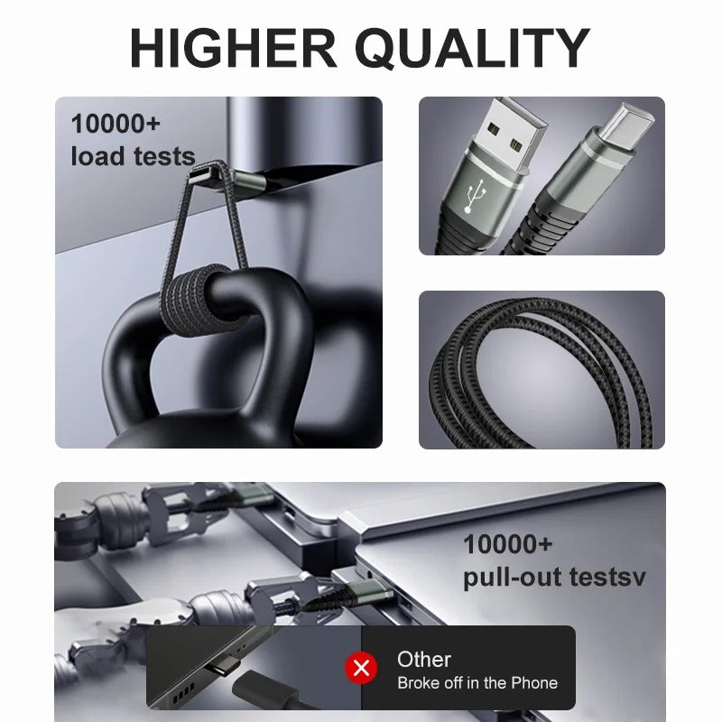 USB-A to USB-C Fast Charging Cable 3A – Nylon Braided Charging & Data Cable