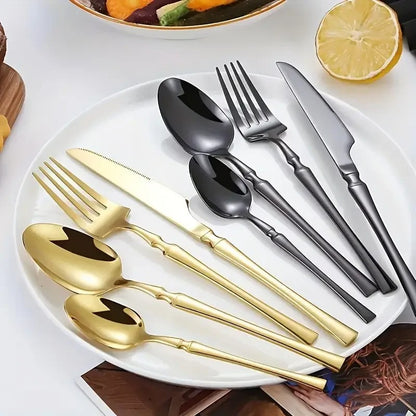 Stainless Steel Cutlery Set 6/16/24pcs Knife Fork Spoon Teaspoon Silver