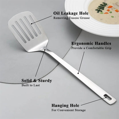 Purease 2-Pack Stainless Steel Spatula Set – Slotted & Solid Turner