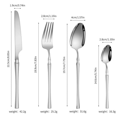 Stainless Steel Cutlery Set 6/16/24pcs Knife Fork Spoon Teaspoon Silver