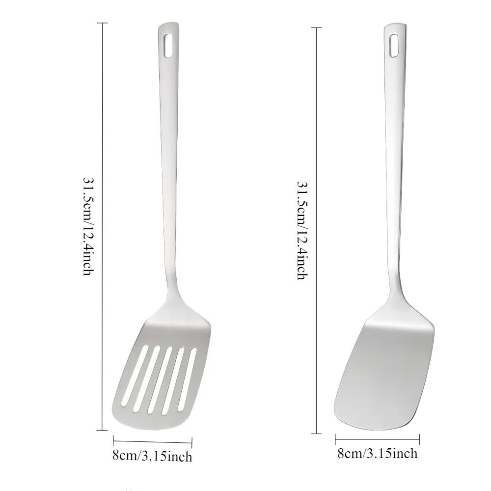 Purease 2-Pack Stainless Steel Spatula Set – Slotted & Solid Turner