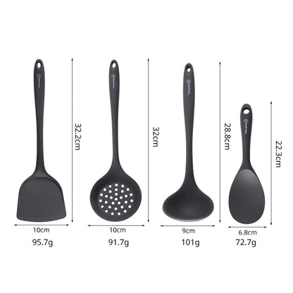 Silicone Kitchen Utensil Set Thick Grey Cooking Spatula Soup Spoon Heat Resistant Tools