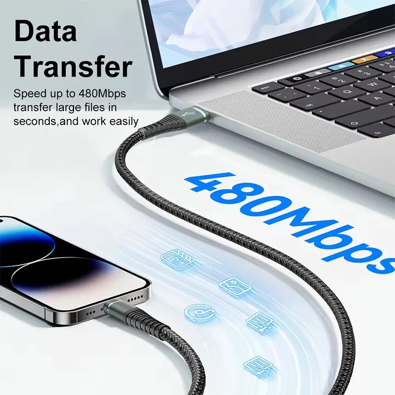 USB-A to USB-C Fast Charging Cable 3A – Nylon Braided Charging & Data Cable