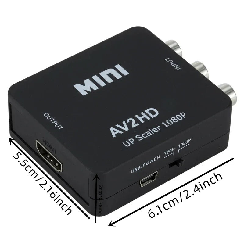 1080P AV to HDMI Converter RCA Composite CVBS Video Audio Adapter USB Powered