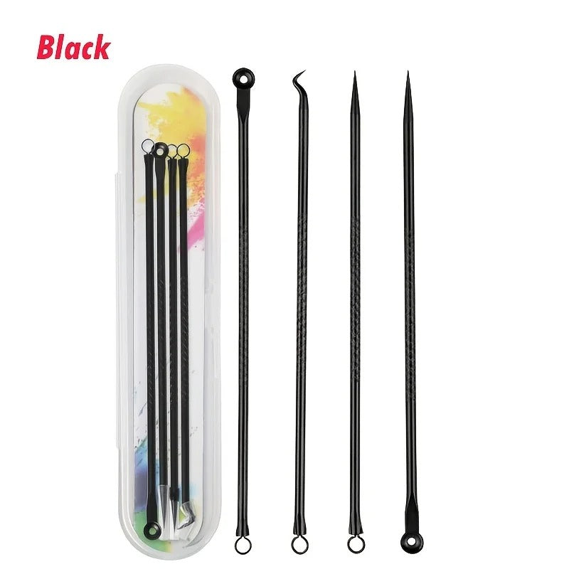 4PCS Blackhead Remover Tool Kit Stainless Steel Acne Pimple Comedone Extractor
