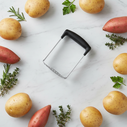 Stainless Steel Potato Masher – Heavy Duty Vegetable & Fruit Puree Kitchen Tool